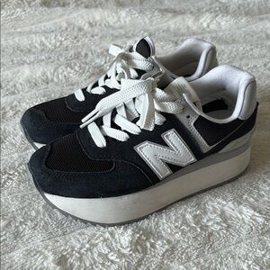 New Balance Black and White Platform Sneakers